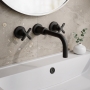 Delphi Sedona Matt Black 3-Hole Wall Mounted Basin/Bath Mixer Tap