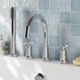 Delphi Sedona Chrome 4-Hole Pillar Mounted Bath Shower Mixer Tap (inc Kit)