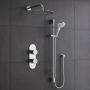 Delphi Theory Chrome Dual Concealed Shower Set with Large Drencher Head and Slide Rail Kit
