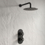 Delphi Turbine Matt Black Dual Concealed Shower Set with Fixed Head