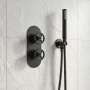 Delphi Turbine Matt Black Dual Concealed Shower Set with Handset and Bracket