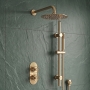 Delphi Turbine Brushed Brass Dual Concealed Shower Set with Fixed Head and Slide Rail Kit