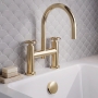 Delphi Turbine Brushed Brass Pillar Mounted Bath Filler Tap