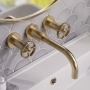 Delphi Turbine Brushed Brass 3-Hole Wall Mounted Basin/Bath Mixer Tap