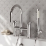 Delphi Turbine Chrome Pillar Mounted Bath Shower Mixer Tap (inc Kit)