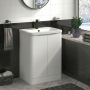 Delphi Vega Satin White 600mm 2-Door Floor Standing Waterproof Vanity Unit with Basin