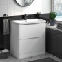 Delphi Vega Satin White 800mm 2-Drawer Floor Standing Waterproof Vanity Unit with Basin