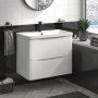Delphi Vega Satin White 600mm 2-Drawer Wall Hung Waterproof Vanity Unit with Basin