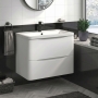 Delphi Vega Satin White 800mm 2-Drawer Wall Hung Waterproof Vanity Unit with Basin