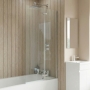 Delphi Vision Chrome Centre Hinged Bath Screen 1400mm x 760mm - 5mm Glass