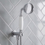 Delphi Traditional Chrome/White Shower Handset (inc Bracket and Hose)