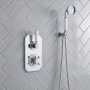 Delphi Windsor Chrome Dual Concealed Shower Set with Handset and Bracket