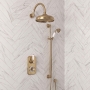 Delphi Windsor Brushed Brass Dual Concealed Shower Set with Large Drencher Head and Slide Rail Kit
