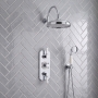 Delphi Windsor Chrome Triple Concealed Shower Set with Large Drencher Head and Handset