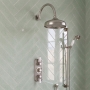Delphi Windsor Brushed Pewter Triple Concealed Shower Set with Large Drencher Head and Slide Rail Kit