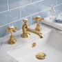 Delphi Windsor Crosshead Brushed Brass 3-Hole Basin Mixer Tap (inc Pop-Up Waste)
