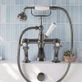 Delphi Windsor Crosshead Brushed Pewter Bath Shower Mixer Tap (inc Kit)