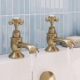 Delphi Windsor Crosshead Brushed Brass Bath Hot and Cold Taps Pair