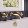 Delphi Windsor Crosshead Brushed Brass 3-Hole Wall Mounted Bath Filler Tap