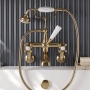 Delphi Windsor Crosshead Brushed Brass Wall Mounted Bath Shower Mixer Tap