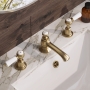 Delphi Windsor Lever Brushed Brass 3-Hole Basin Mixer Tap (inc Pop-Up Waste)