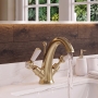 Delphi Windsor Lever Brushed Brass Mono Basin Mixer Tap (inc Pop-Up Waste)