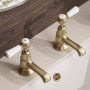 Delphi Windsor Lever Brushed Brass Basin Hot and Cold Taps Pair