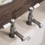 Delphi Windsor Lever Brushed Pewter Basin Hot and Cold Taps Pair