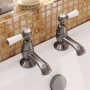 Delphi Windsor Lever Brushed Pewter Bath Hot and Cold Taps Pair