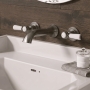 Delphi Windsor Lever Brushed Pewter 3-Hole Wall Mounted Basin Mixer Tap