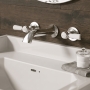 Delphi Windsor Lever Chrome 3-Hole Wall Mounted Basin Mixer Tap
