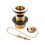 Deva 1 1/4 Inch Basin Waste with Brass Plug Chain and Stay Gold - Slotted