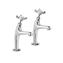 Deva Coronation High Neck Kitchen Sink Taps Pair Pillar Mounted - Chrome