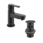Deva Ethos Single Lever Mini Basin Mixer Tap with Waste - Matt Black