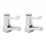 Deva Lever Action 3 Inch Basin Taps Pair - Chrome (with Metal Backnuts)