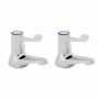 Deva Lever Action 3 Inch Bath Taps Pair - Chrome (with Metal Backnuts)