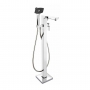 Deva Satinjet Wai Floor Mounted Bath Shower Mixer Tap - Chrome & Graphite