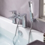Duchy Caradon Chrome Pillar Mounted Bath Shower Tap (inc Bracket, Handset and Hose)
