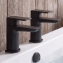 Duchy Caradon Black Bath Hot & Cold Taps Pair
