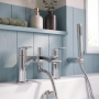 Duchy Hendra Chrome Pillar Mounted Bath Shower Tap (inc Bracket, Handset and Hose)