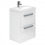 Duchy Nevada 2-Drawer Floor Standing Vanity Unit with Basin 600mm Wide White 1 Tap Hole