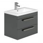 Duchy Nevada 2-Drawer Wall Hung Vanity Unit with Basin 800mm Wide Grey 1 Tap Hole