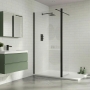 Duchy Padstow Matt Black 8mm Wet Room Glasss Shower Screen with Swivel Return