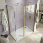 Duchy Padstow Brushed Brass Walk-In Shower Enclosure with Swivel Return (inc Side Panel)
