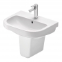 Duravit D-Code Basin and Semi Pedestal 550mm Wide - 1 Tap Hole