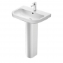 Duravit D-Code Basin and Full Pedestal 650mm Wide - 1 Tap Hole