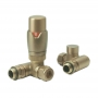 Heatwave Dual Fuel Brushed Brass Thermostatic Corner Radiator Valve Set