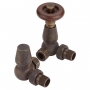 Heatwave Manor Antique Brass Corner Thermostatic Radiator Valve Set