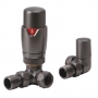Heatwave Prime Brushed Gunmetal Corner Thermostatic Radiator Valve Set