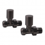 Heatwave Round Brushed Gunmetal Straight Radiator Valves Pair
